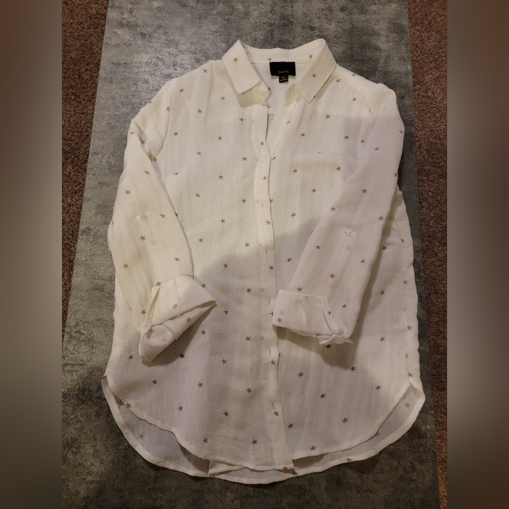 LUMIERE Button up gold star Size small